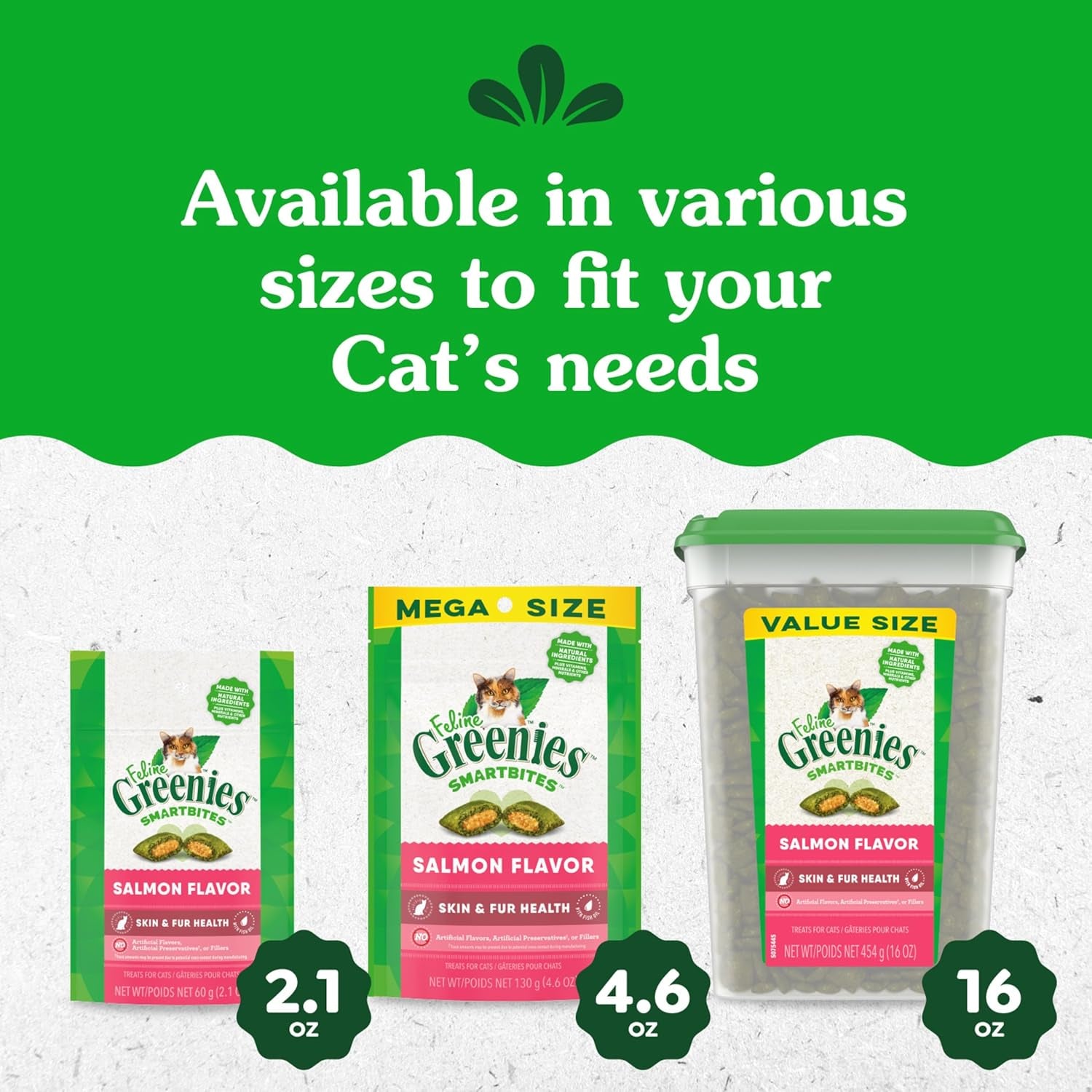 Feline Smartbites Skin & Fur Health Crunchy and Soft Cat Treats, Salmon Flavor, 4.6 Oz. Pack