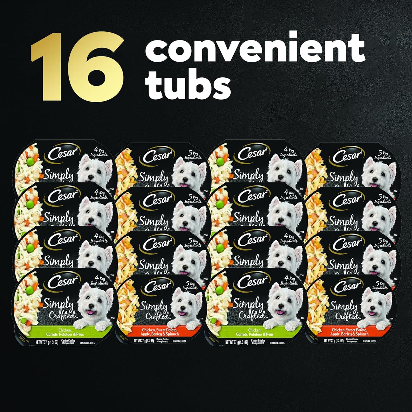 Simply Crafted Adult Wet Dog Food Meal Topper, Chicken, Carrots, Potatoes & Peas and Chicken, Sweet Potato, Apple, Barley & Spinach Variety Pack (8 Count, Pack of 2)