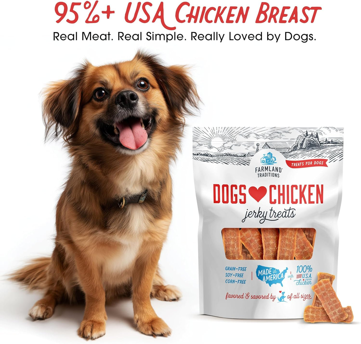 Dogs Love Chicken Jerky Dog Treats, Premium Two-Ingredient Dog Jerky with Usa-Raised Chicken, 3-Pound Bag
