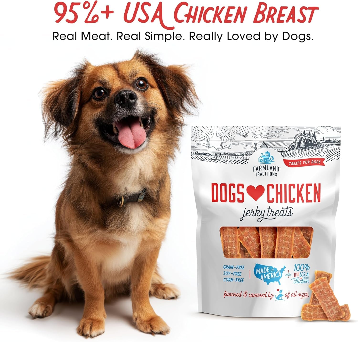 Dogs Love Chicken Jerky Dog Treats, Premium Two-Ingredient Dog Jerky with Usa-Raised Chicken, 3-Pound Bag