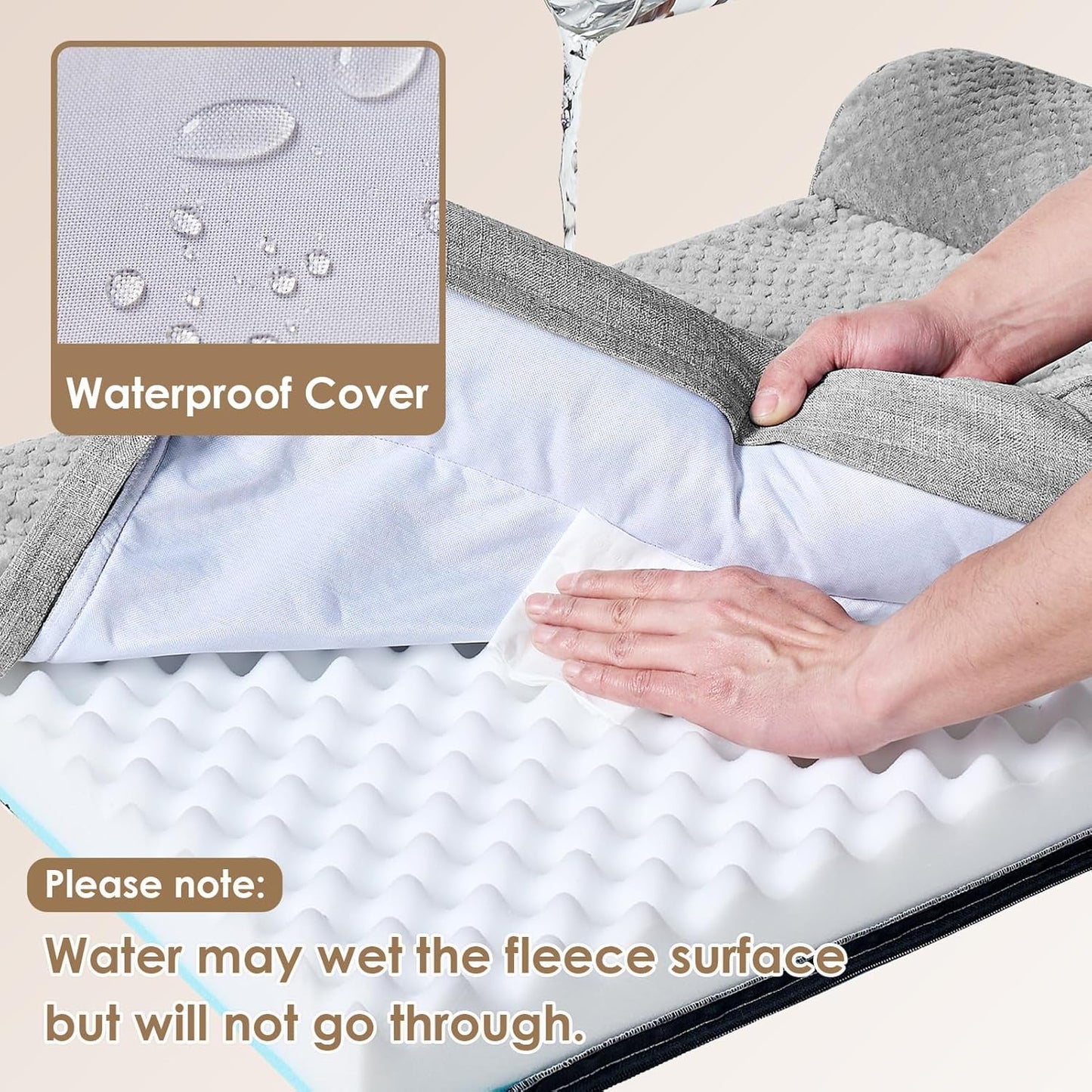 Memory Foam Dog Bed Medium Sized Dogs, Waterproof Dog Bed Orthopedic with Washable Removable Cover, Non-Slip Pet Bed Couch for Crate, 30X20X6 Inches, Grey