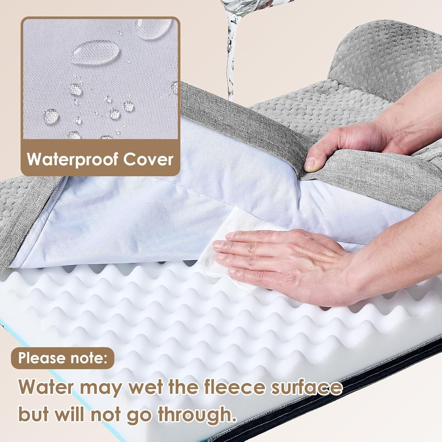 Memory Foam Dog Bed Medium Sized Dogs, Waterproof Dog Bed Orthopedic with Washable Removable Cover, Non-Slip Pet Bed Couch for Crate, 30X20X6 Inches, Grey