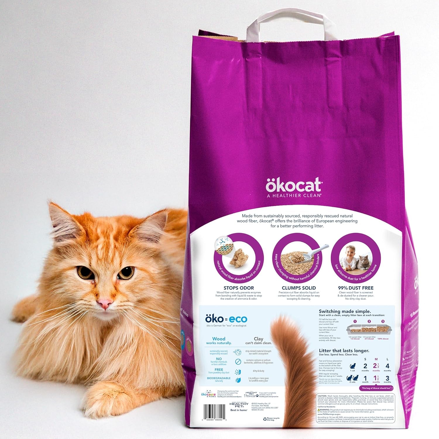 Less Mess Low Tracking Wood Clumping Cat Litter Mini- Pellets, Unscented, 21.5 Pounds - Natural Ingredients, Stops Odor, Clumps Solid, 99% Dust Free, Great for Long-Hair Breeds