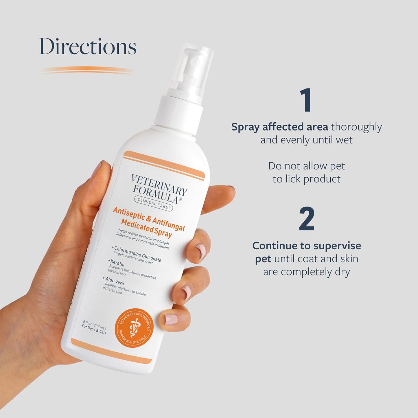 Clinical Care Antiseptic and Antifungal Medicated Spray for Dogs & Cats, 8 Fl Oz (1 Pack)