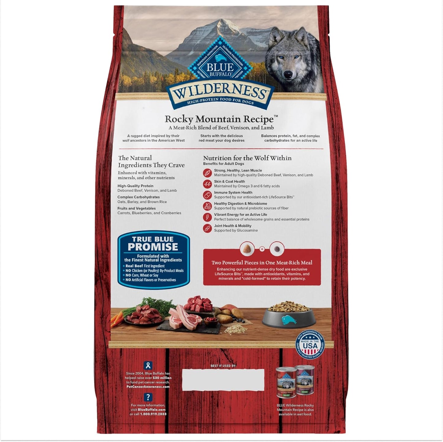 Wilderness Rocky Mountain Recipe High-Protein Adult Dry Dog Food Wholesome Red Meat, 4.5 Lb Bag