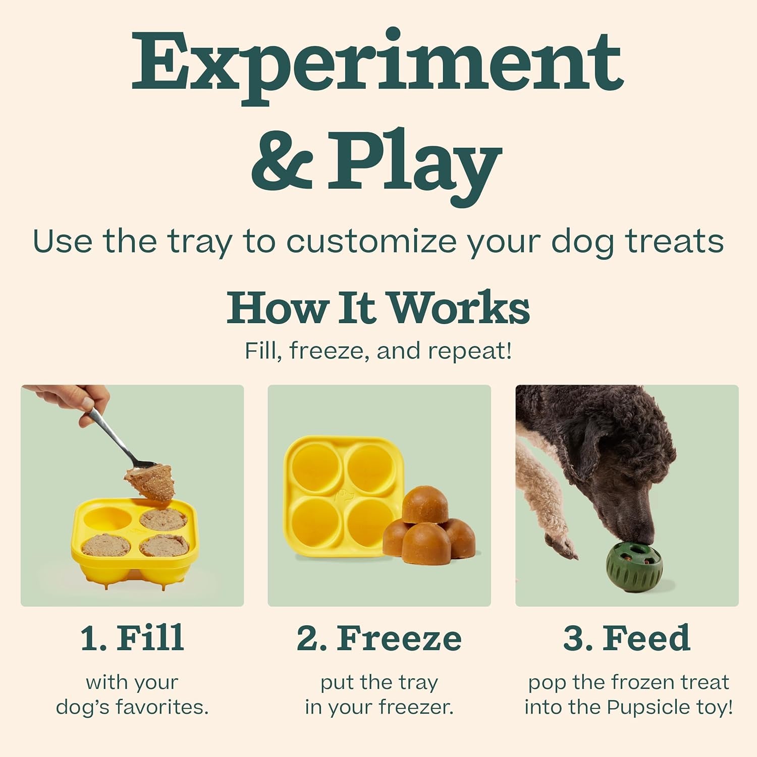 Starter Pack - Interactive Dog Toys for Boredom - Dog Treat Molds Silicone - Chicken-Flavored Healthy Treats for Dogs - Pupsicle Doggy Enrichment Toy - for Large Pups - 25-75 Lbs