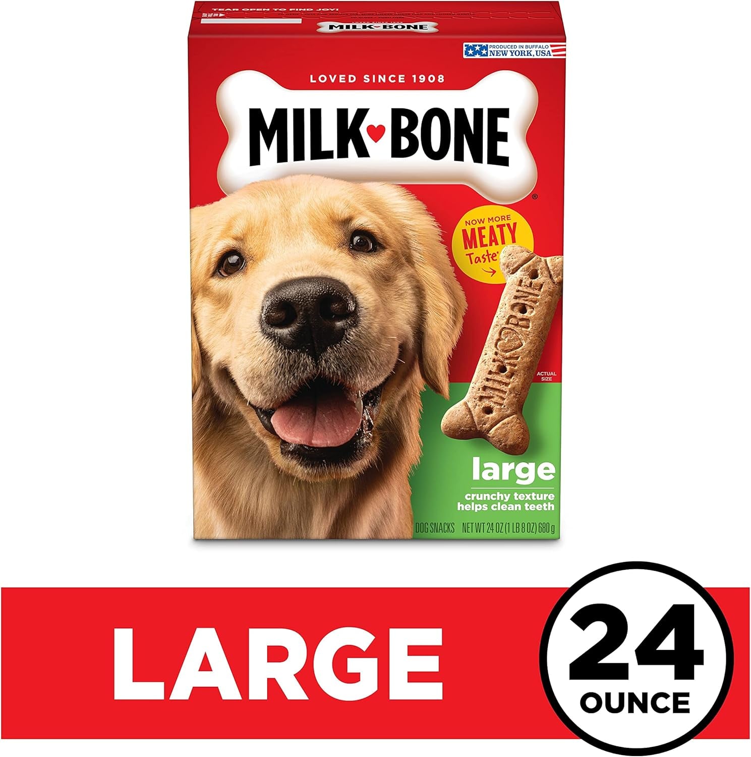 Original Dog Treats for Large Dogs, 24 Ounce, Crunchy Biscuit Helps Clean Teeth