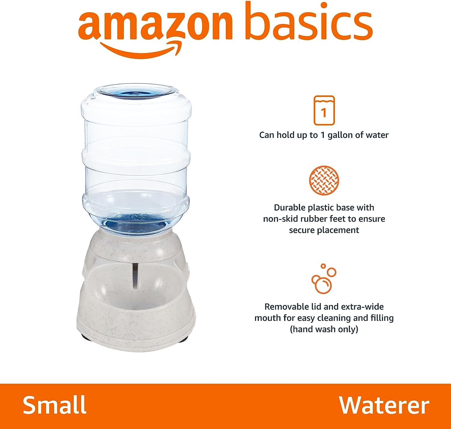 Gravity Pet Water Dispenser for Cat, Dog, 1 Gallon Capacity, Small, Gray