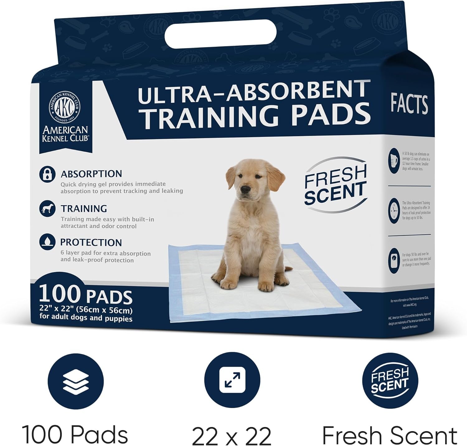 Scented Puppy Training Pads with Ultra Absorbent Quick Dry Gel – 22 X 22 Pee Pads for Dogs - Fresh Scented - Pack of 100
