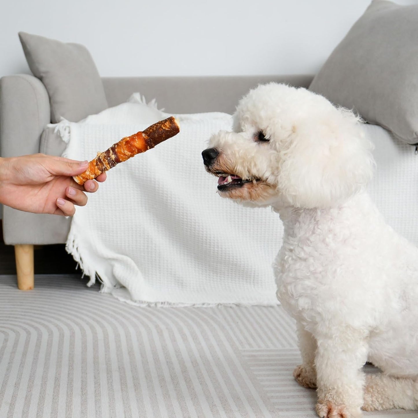 Dog Treats, Triple Flavor 6 Inch Chicken Liver Duck and Chicken Wrapped Rawhide Sticks, Teeth Cleaning Snacks for Medium Dogs, 17.6 Oz (10 Count-Pack of 1)