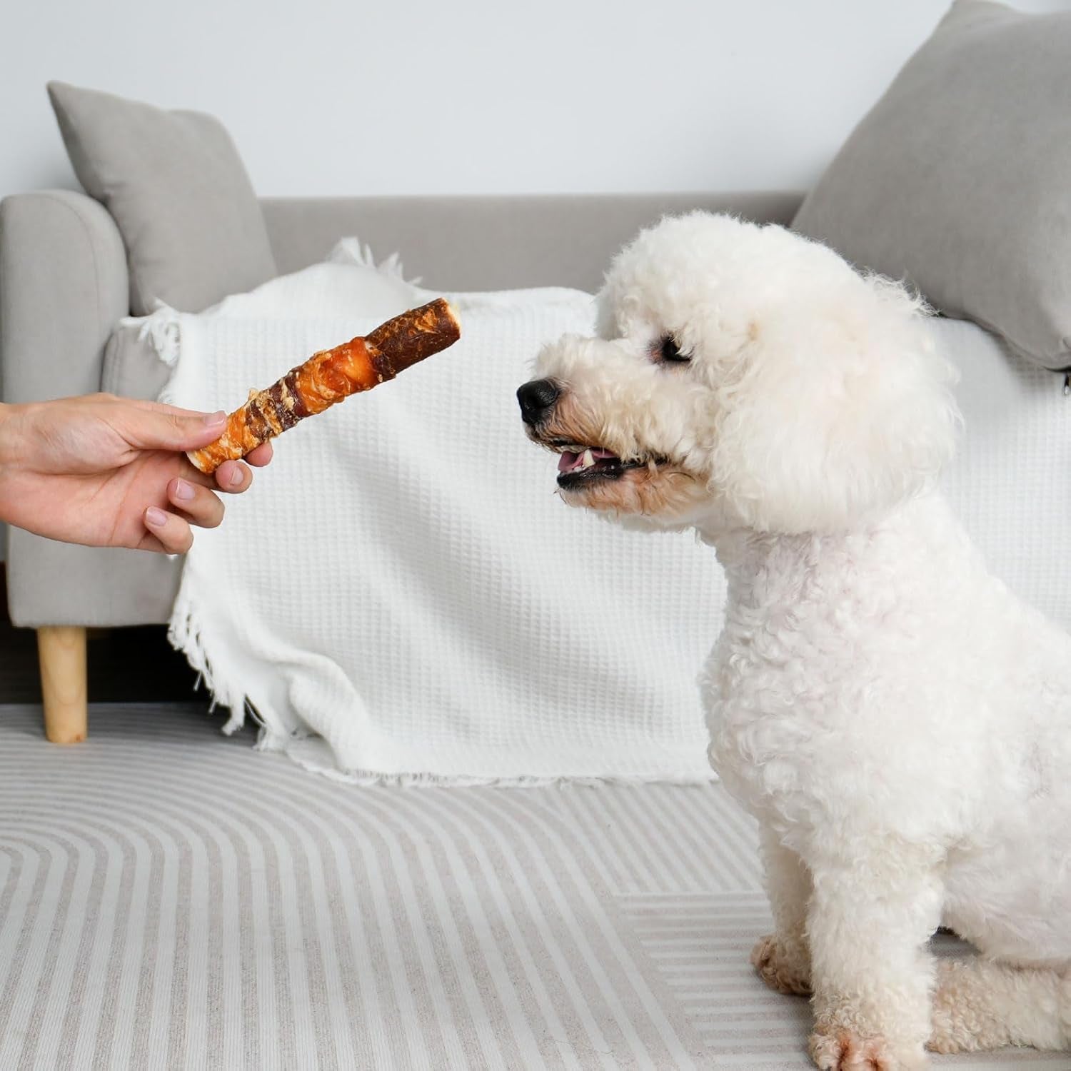 Dog Treats, Triple Flavor 6 Inch Chicken Liver Duck and Chicken Wrapped Rawhide Sticks, Teeth Cleaning Snacks for Medium Dogs, 17.6 Oz (10 Count-Pack of 1)