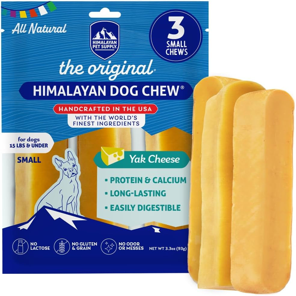 Original Yak Cheese Chew, 3 Small Sticks, 1.1 Oz, Gluten Free, Healthy Treats, Grain & Lactose Free 100% Natural, Long Lasting for Dogs under 15 Lbs