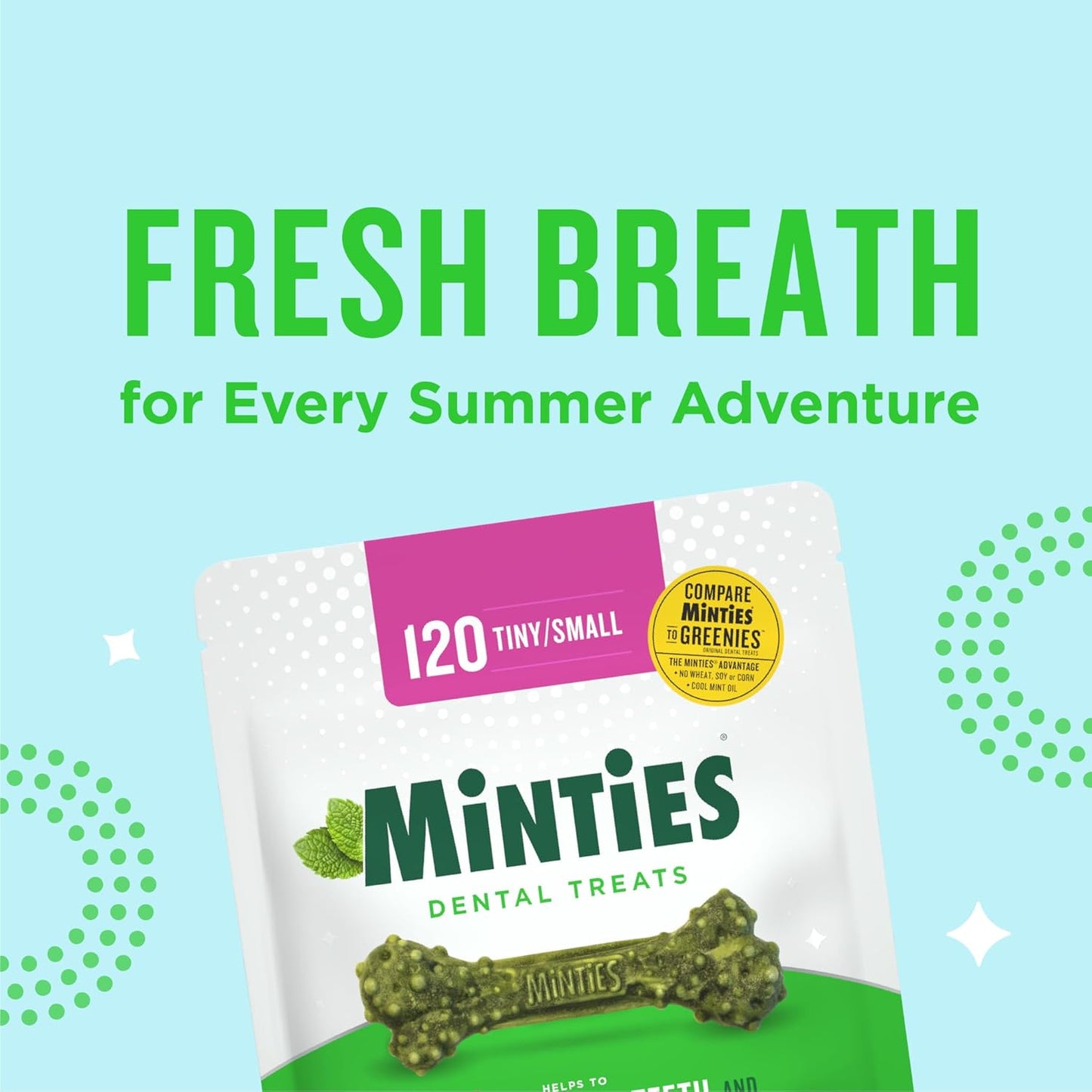 Dental Chews for Dogs, 120 Count, Vet-Recommended Mint-Flavored Treats for Tiny/Small Dogs 5-24 Lbs, Dental Bones Clean Teeth, Fight Bad Breath, and Removes Plaque and Tartar