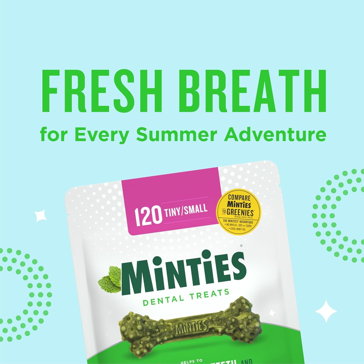 Dental Chews for Dogs, 120 Count, Vet-Recommended Mint-Flavored Treats for Tiny/Small Dogs 5-24 Lbs, Dental Bones Clean Teeth, Fight Bad Breath, and Removes Plaque and Tartar