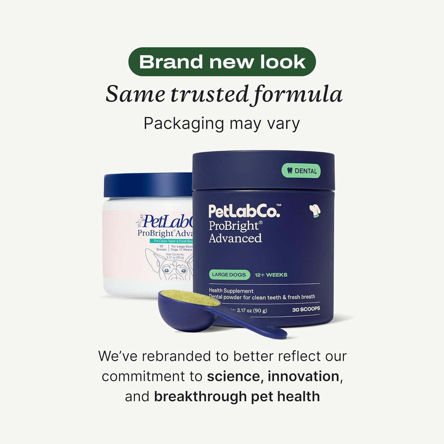 Probright Advanced Dental Powder - Dog Breath Freshener - Teeth Cleaning Made Easy – Targets Tartar & Bad Breath - Packaging May Vary - Formulated for Large Dogs