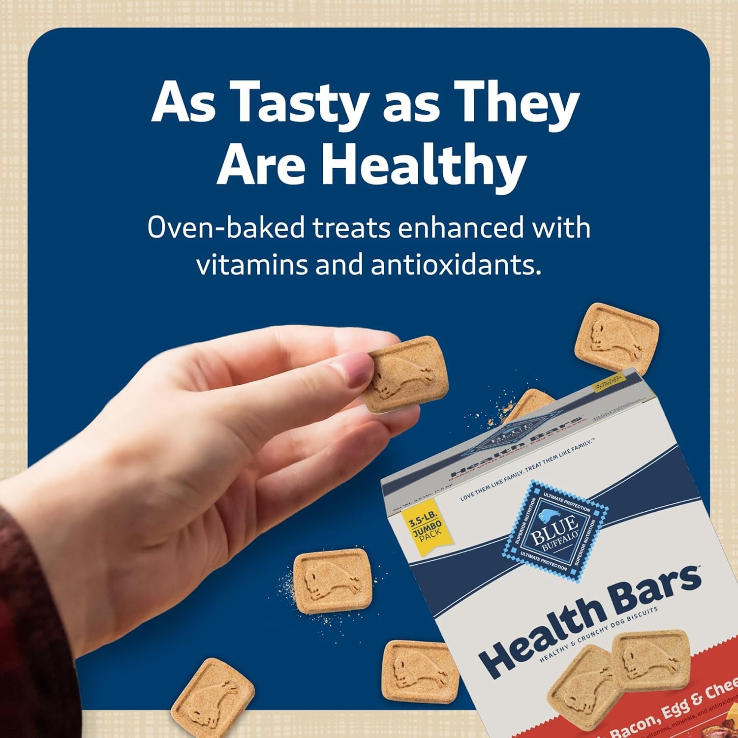 Health Bars Oven-Baked with Natural Ingredients, Bacon, Egg & Cheese Crunchy Dog Biscuits, 3 Lbs.
