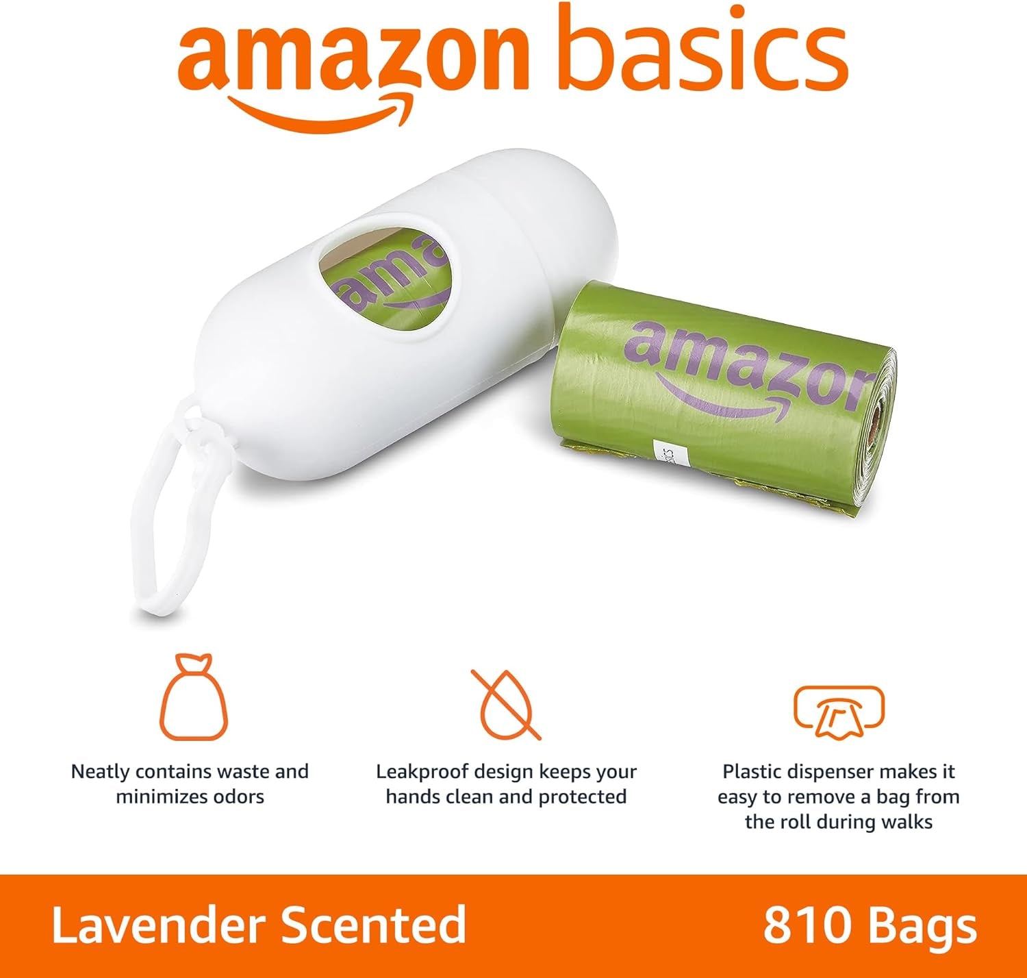 Dog Poop Bags with Dispenser, 810 Count, Enhanced for Guaranteed Leakproof, Lavender Scented, Includes Leash Clip