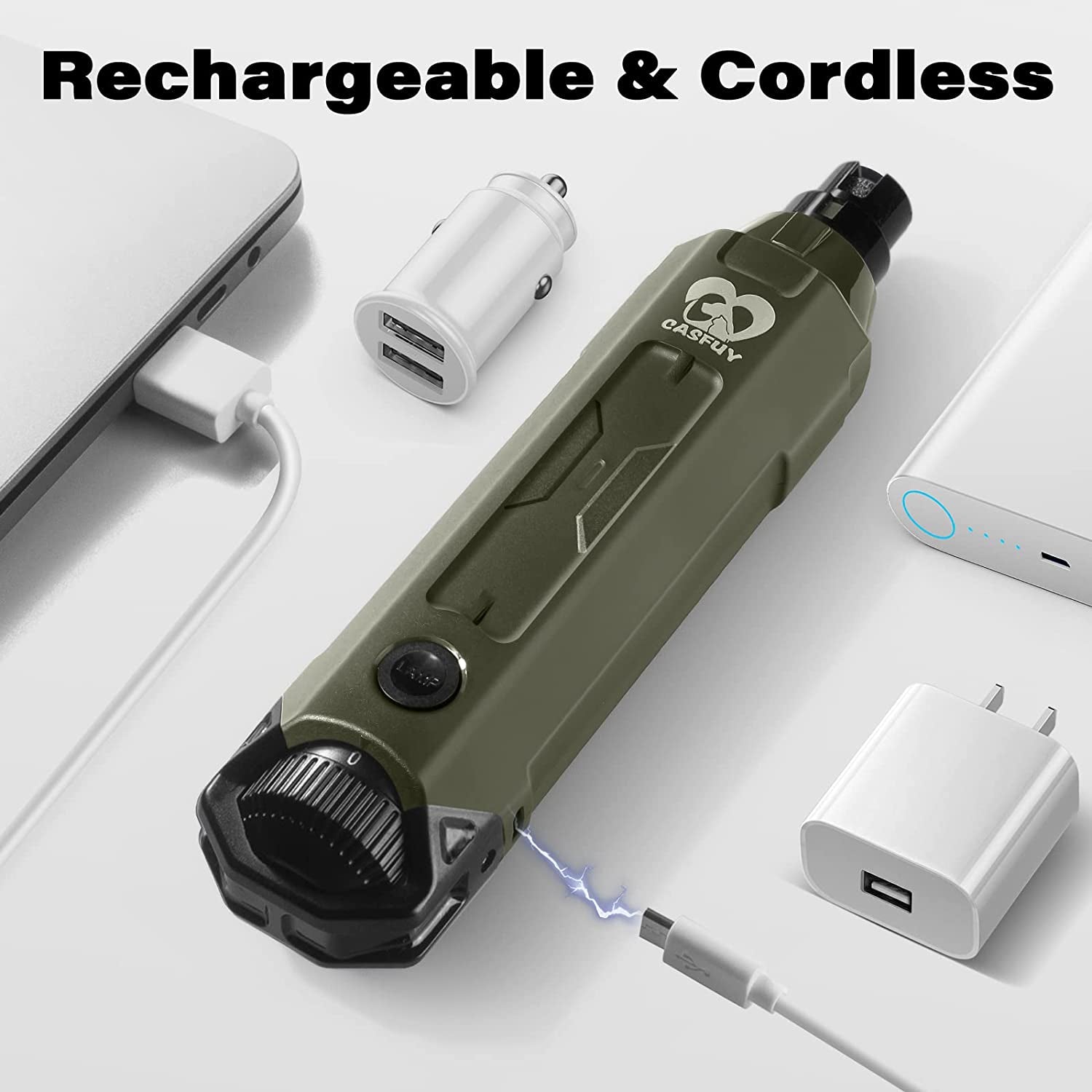 6-Speed Dog Nail Grinder - Newest Enhanced Pet Nail Grinder Super Quiet Rechargeable Electric Dog Nail Trimmer Painless Paws Grooming & Smoothing Tool for Large Medium Small Dogs (Army Green)
