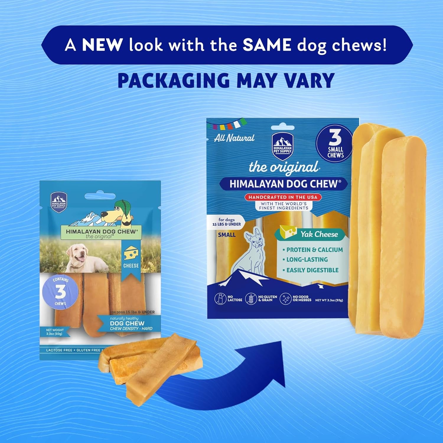 Original Yak Cheese Chew, 3 Small Sticks, 1.1 Oz, Gluten Free, Healthy Treats, Grain & Lactose Free 100% Natural, Long Lasting for Dogs under 15 Lbs