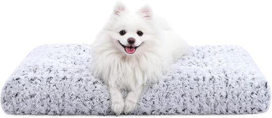 Washable Dog Bed Deluxe Plush Dog Crate Beds Comfy Kennel Pad Anti-Slip Pet Sleeping Mat for Large, Jumbo, Medium, Small Dogs Breeds, 29" X 21", Gray