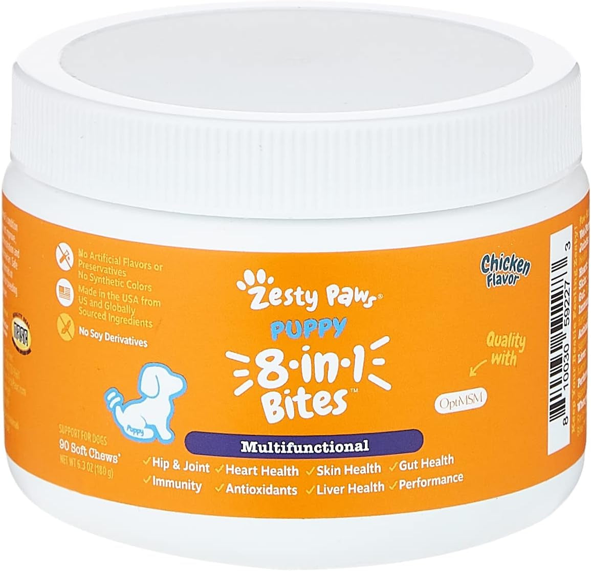 Dog Multivitamin, Chewable Dog Vitamins and Supplements for Hip & Joints, Skin & Coat, Omega 3 Fish Oil for Dogs- Puppy Multivitamin - Chicken Puppy Bites- 90Ct