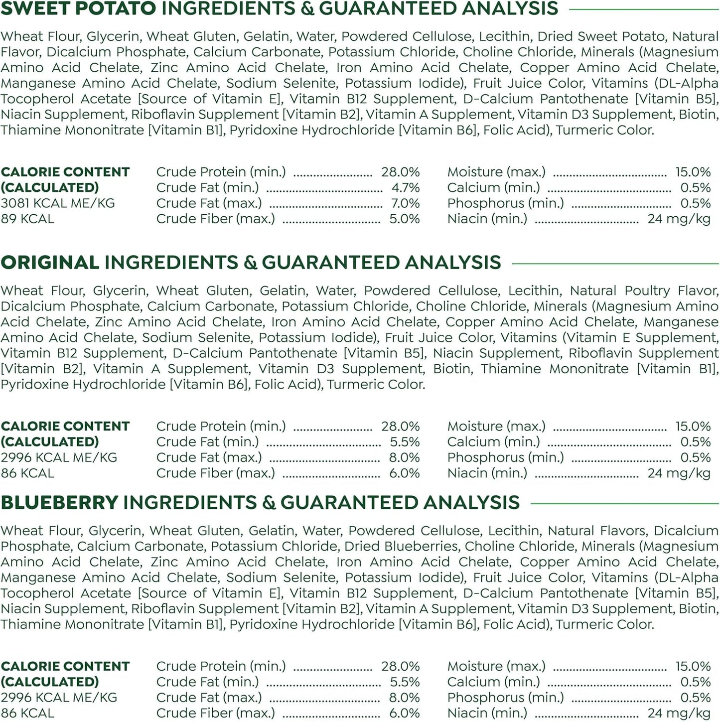 Regular Dental Dog Treats, 3-Flavor Variety Pack, (3) 12 Oz. Pouches, 36 Total Treats