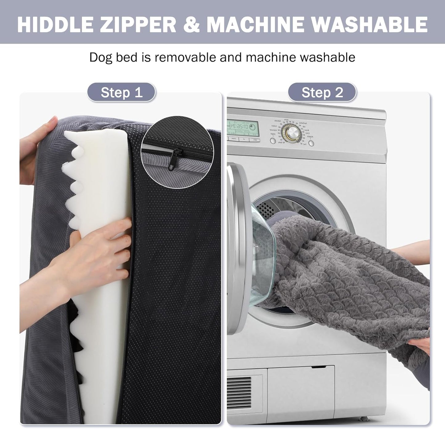 Orthopedic Dog Beds Large Sized, XL Washable Dog Sofa with Egg-Crate Foam, Waterproof Lining and Non-Skid Bottom