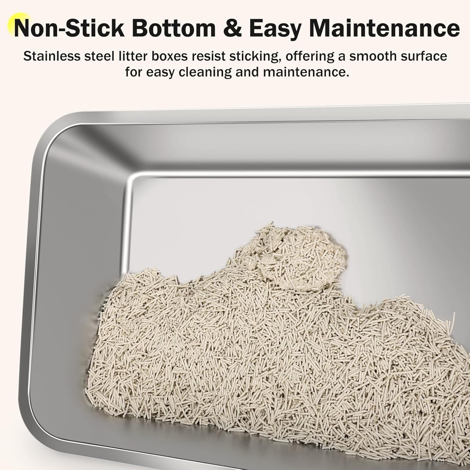 Stainless Steel Litter Box, Extra Large Litter Boxes for Big Cats, Xlarge Metal Cat Litter Box with Lid, Anti-Urine Leakage XL Box with High Sides, Easy Clean, Non-Sticky, Cat Mat & Metal Scoop