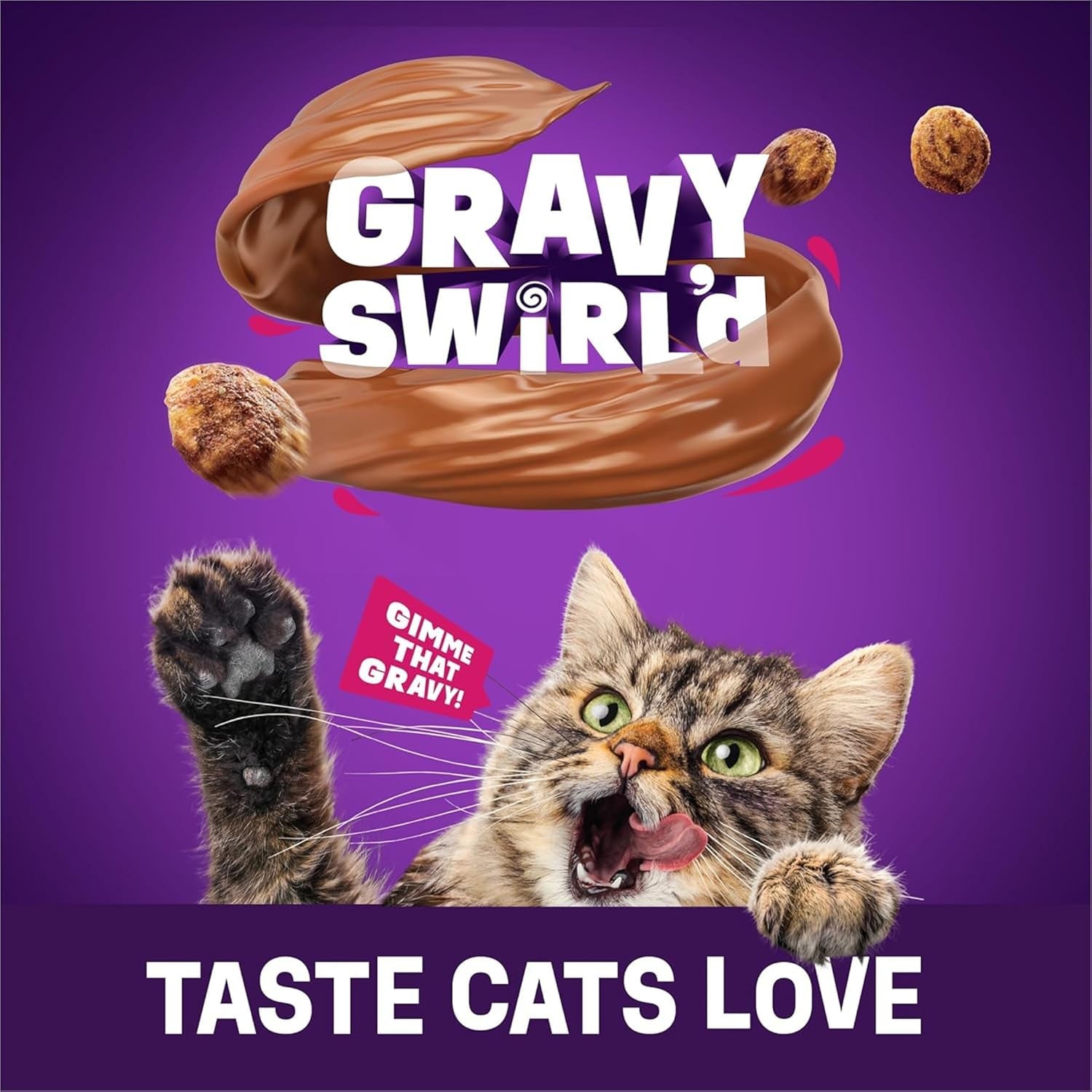 Purina  Dry Cat Food Gravy Swirl'D with Flavors of Chicken, Salmon and Gravy - 22 Lb. Bag