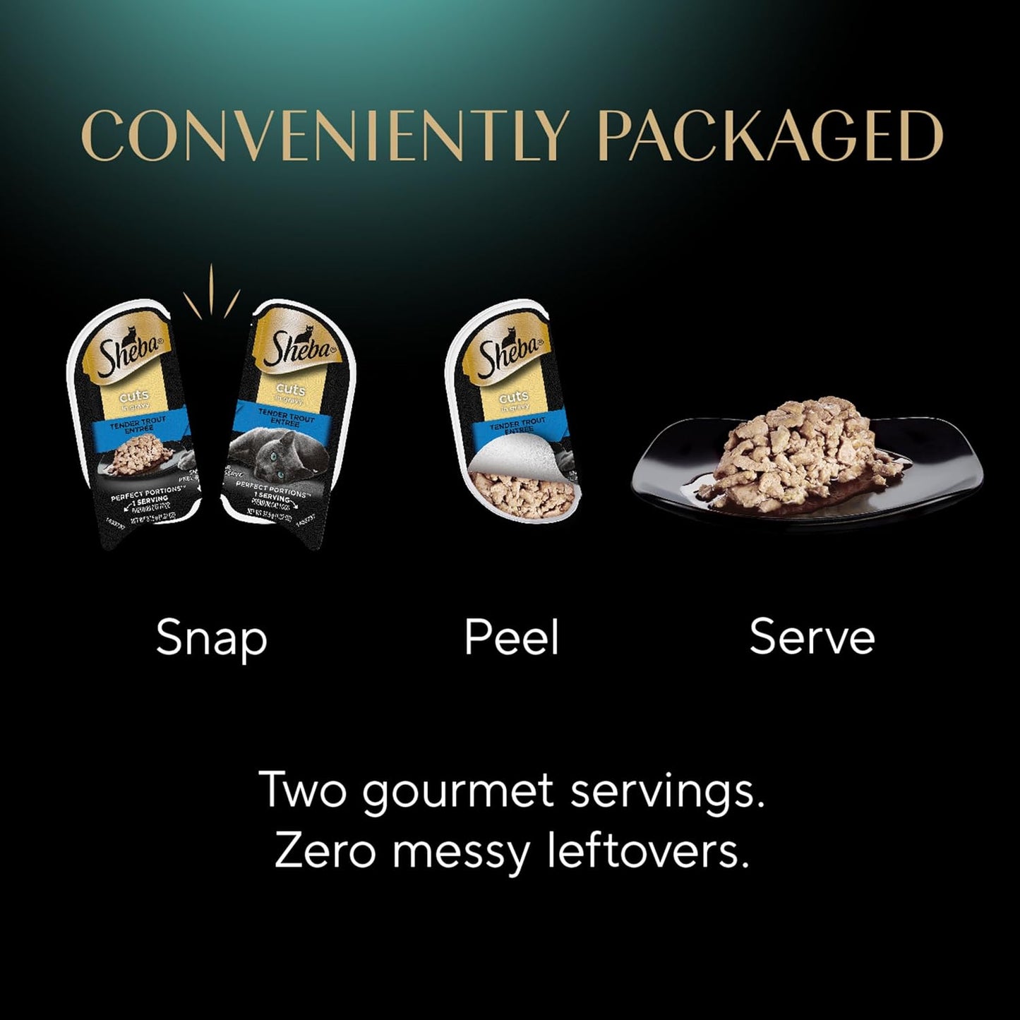 Perfect Portions Wet Cat Food Cuts in Gravy Tender Trout Entree, 2.6 Oz. Twin-Pack Trays (24 Count, 48 Servings)