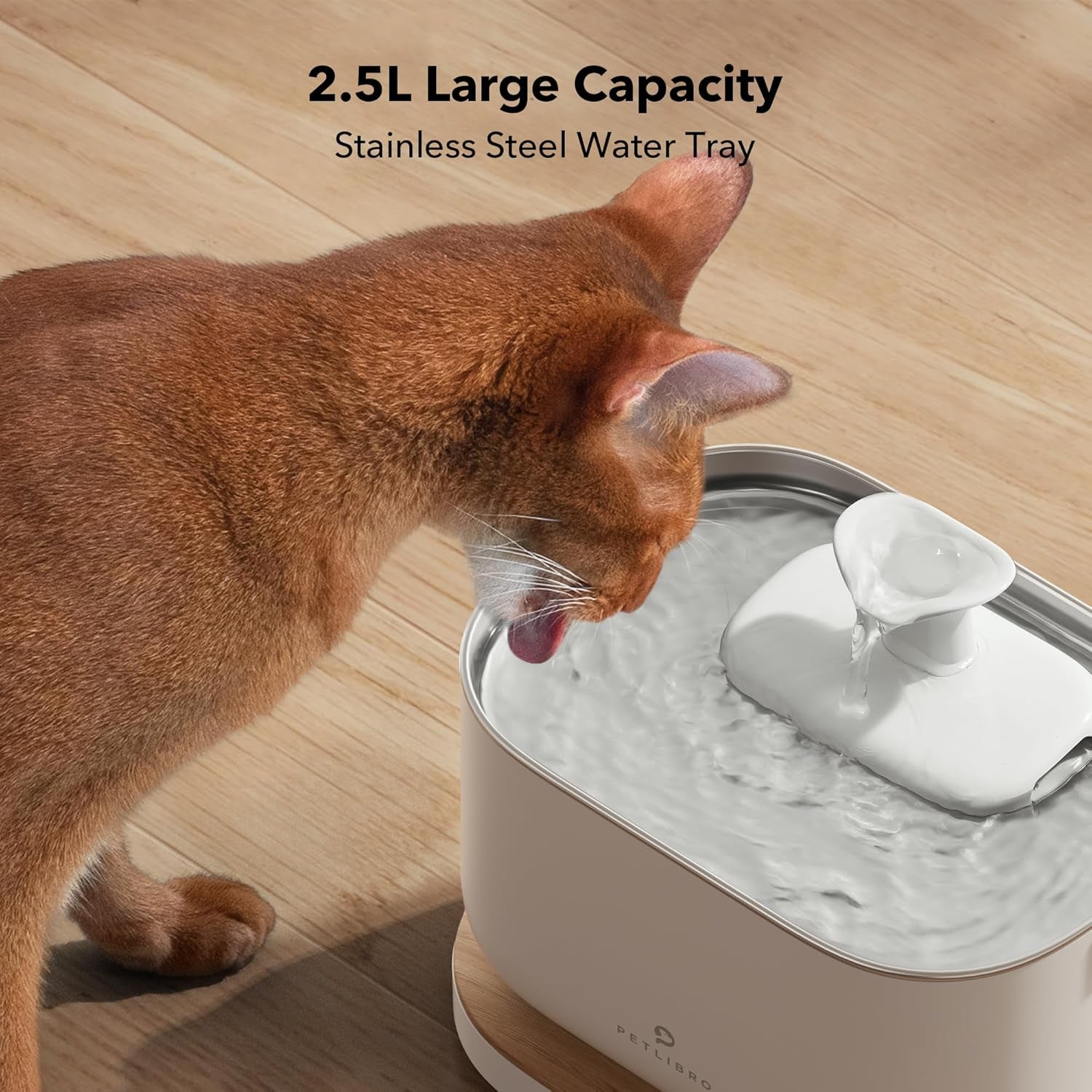 App-Controlled Cat Water Fountain, Pet Water Fountain with Stainless Steel Tray, Water Fountains for Cats Indoor with Drinking Monitoring, Cat Fountains for Drinking with 2 Wireless Pumps
