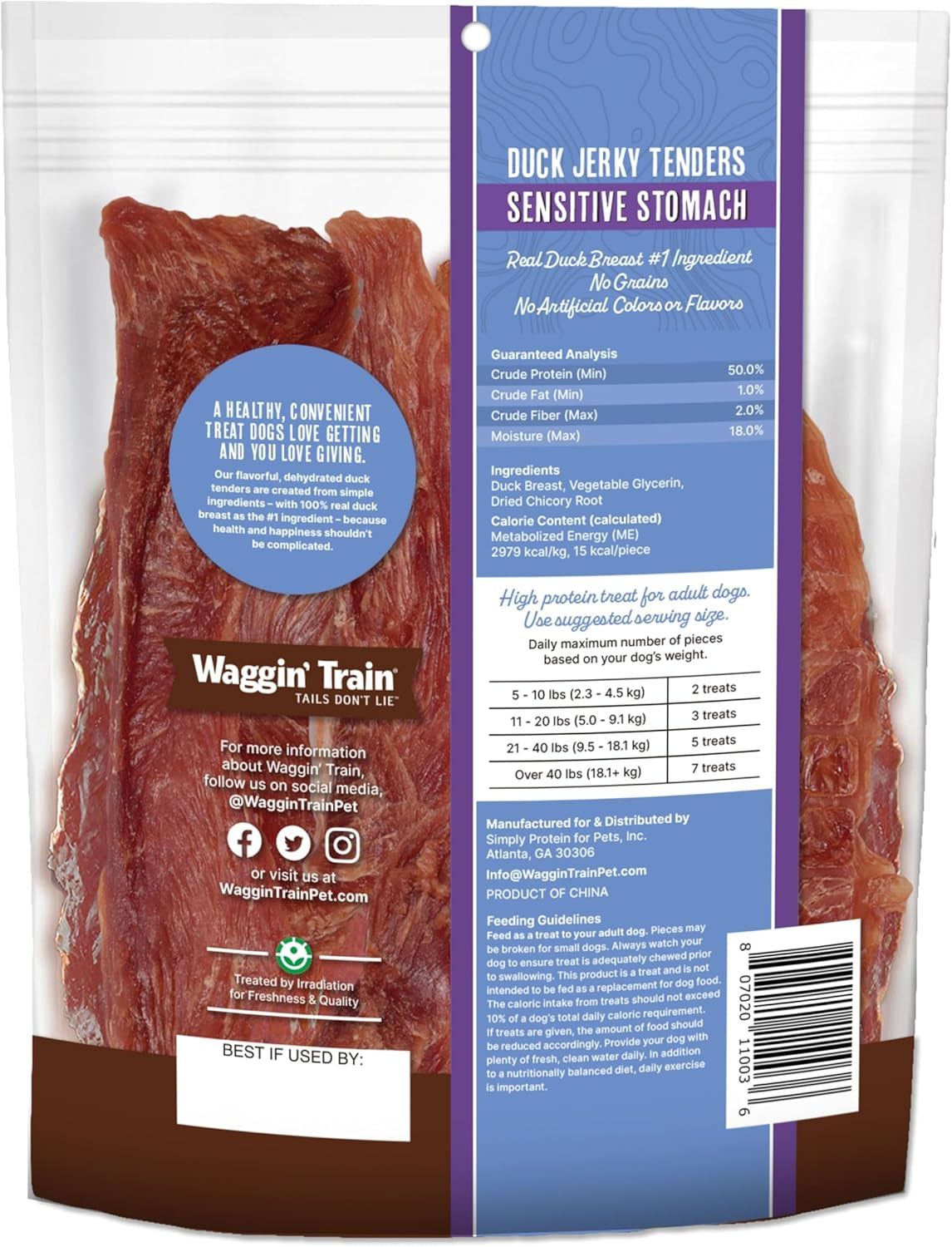 Duck Jerky Tenders for Sensitive Stomach for Dogs - 12 Oz Pouch - Grain Free, High Protein Dog Treat