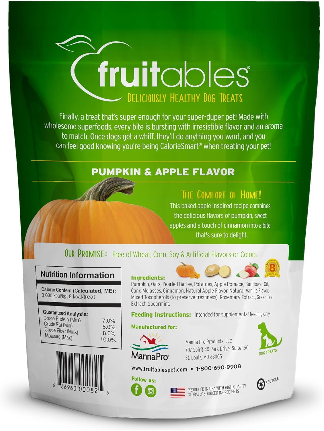 Healthy Dog Treats Pumpkin & Apple | Made with Pumpkin for Dogs | Low Calorie Treats for Dogs | 12 Ounces, White