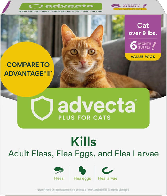 plus Topical Large Cat Flea Treatment for Cats and Kittens, Flea Prevention and Control, Fast-Acting Waterproof Drops, 6-Month Supply