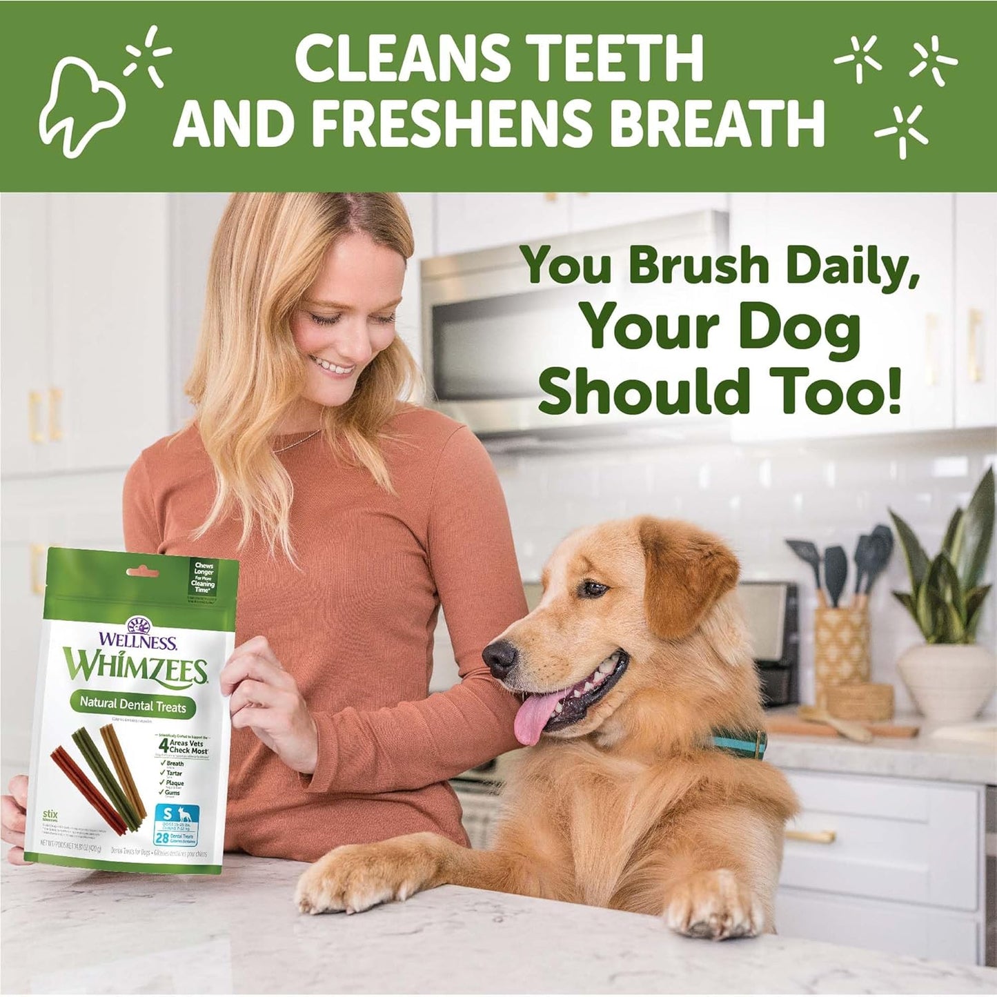 Wellness Stix Dog Dental Treats, Natural Chews, Small Size Stick, (28 Count)