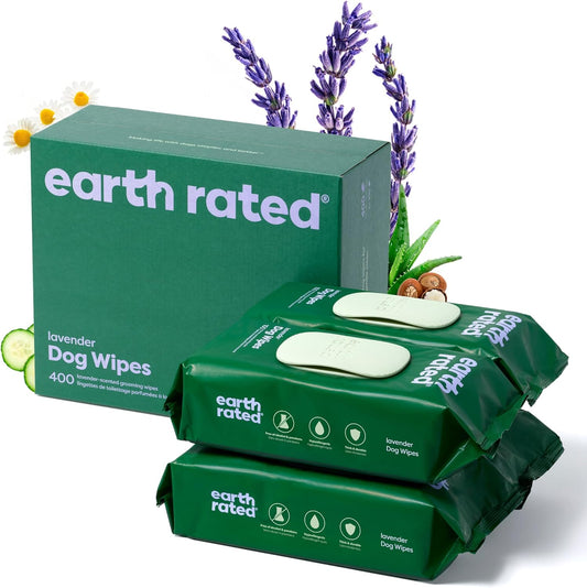 Dog Wipes, Hypoallergenic, Cleaning and Hydrating, for Grooming Paws, Body and Butt, Lavender Scented, 400 Count