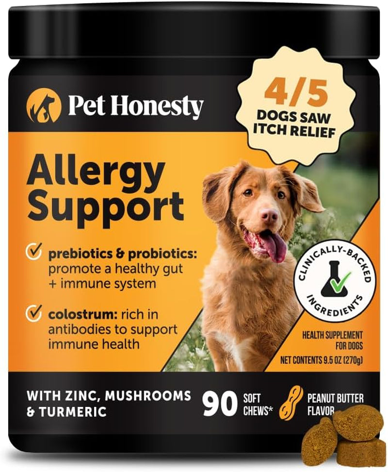 Dog Allergy Itch Relief - Advanced Itch Supplement with Probiotics for Dogs - Immune Support & Skin Relief for Seasonal Allergies - Natural Itchy Skin & Paw Relief - (Peanut Butter, 90 Ct)