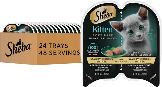 Perfect Portions Kitten Wet Cat Food Pate Chicken Entree, 2.6 Oz. Twin-Pack Trays (24 Count, 48 Servings)