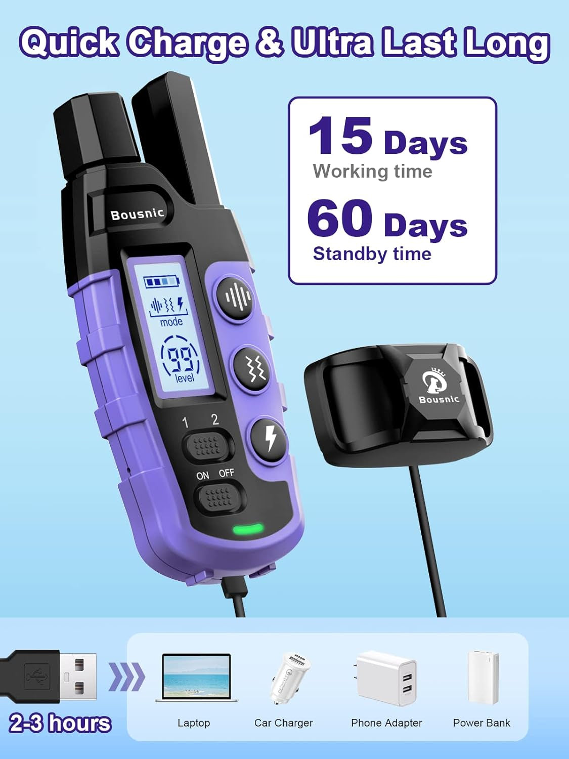 Dog Shock Collar 2 Dogs (5-120Lbs) - 3300 Ft Waterproof Training Collar for Dogs Large Medium Small with Rechargeable Remote, Beep (1-8) Vibration (1-16) and Humane Shock (1-99) Modes