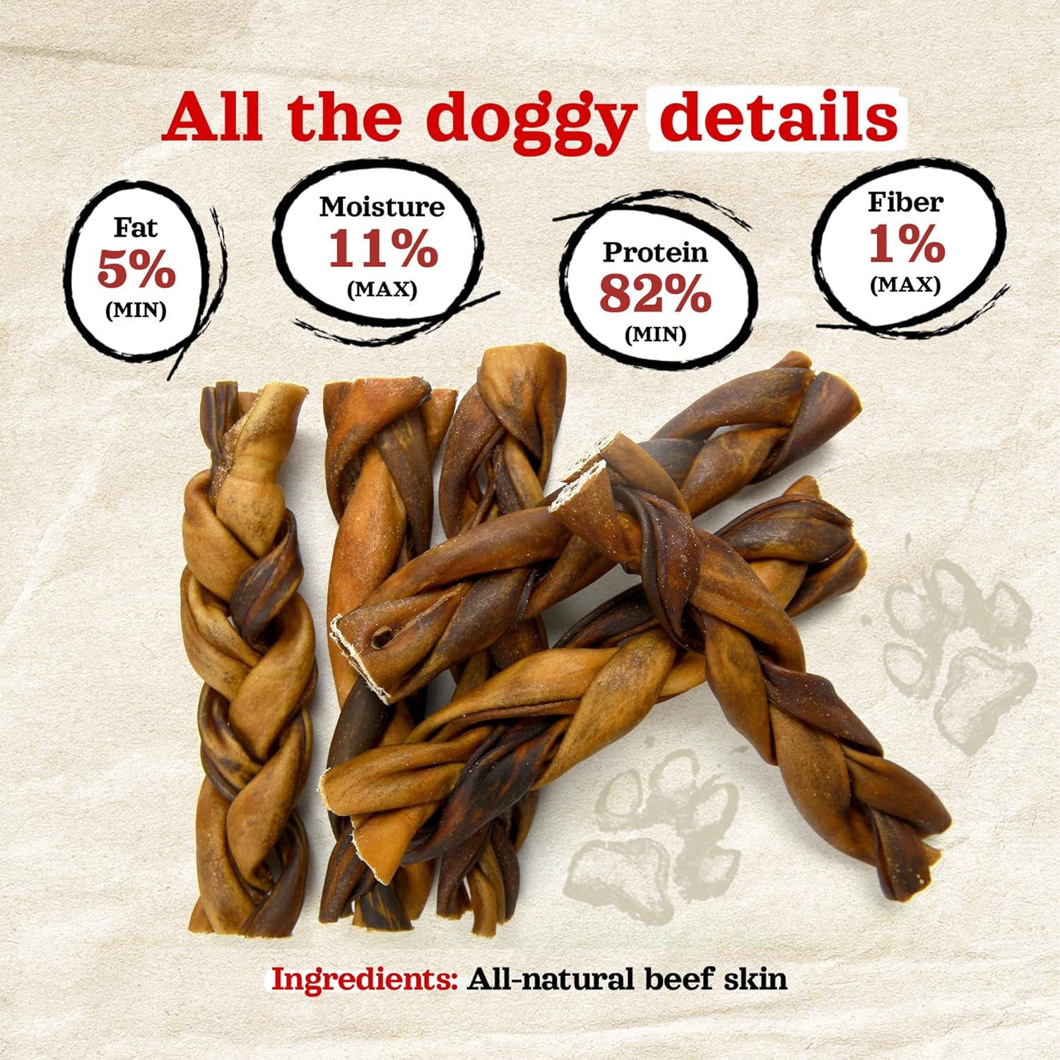 Braided Collagen Chews for Dogs (12 Inch, 6 Pack), Collagen Sticks, Natural Dog Chews, Long Lasting, for Small, Medium and Large Dogs, Odor-Free, Rawhide Alternative