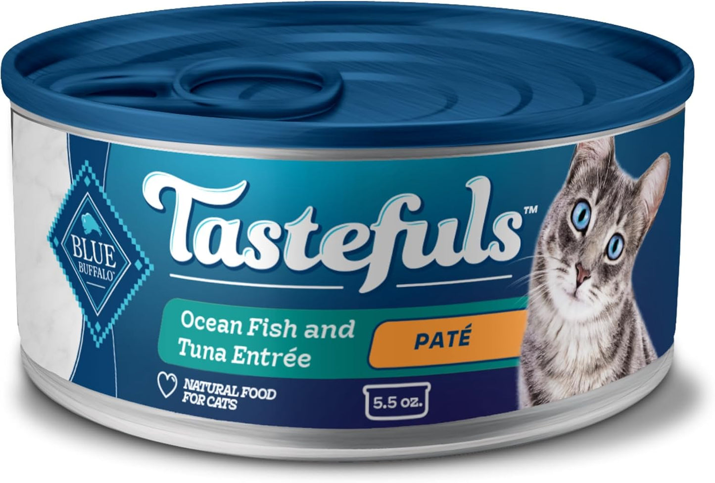Tastefuls Wet Cat Food Paté, Made with Natural Ingredients, Ocean Fish and Tuna Entrée, 5.5-Oz Cans (24 Count)