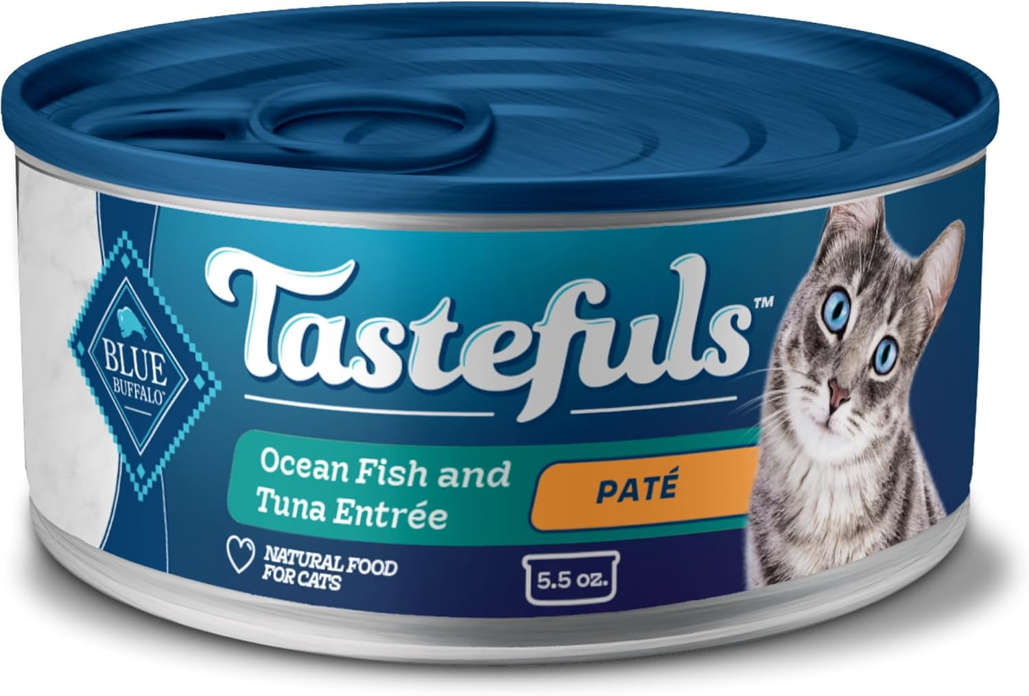 Tastefuls Wet Cat Food Paté, Made with Natural Ingredients, Ocean Fish and Tuna Entrée, 5.5-Oz Cans (24 Count)