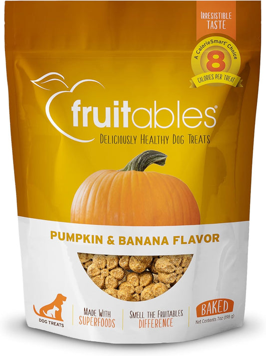 Baked Dog Treats, Healthy Pumpkin Treat for Dogs, Low Calorie & Delicious, Free of Wheat, Corn and Soy, Made in the USA, Pumpkin and Banana Flavor, 7Oz