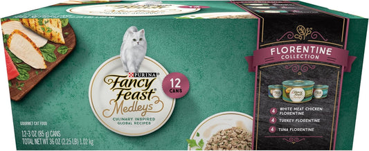 Purina  Wet Cat Food Medleys Florentine Wet Cat Food Variety Pack - (2 Packs of 12) 3 Oz. Cans