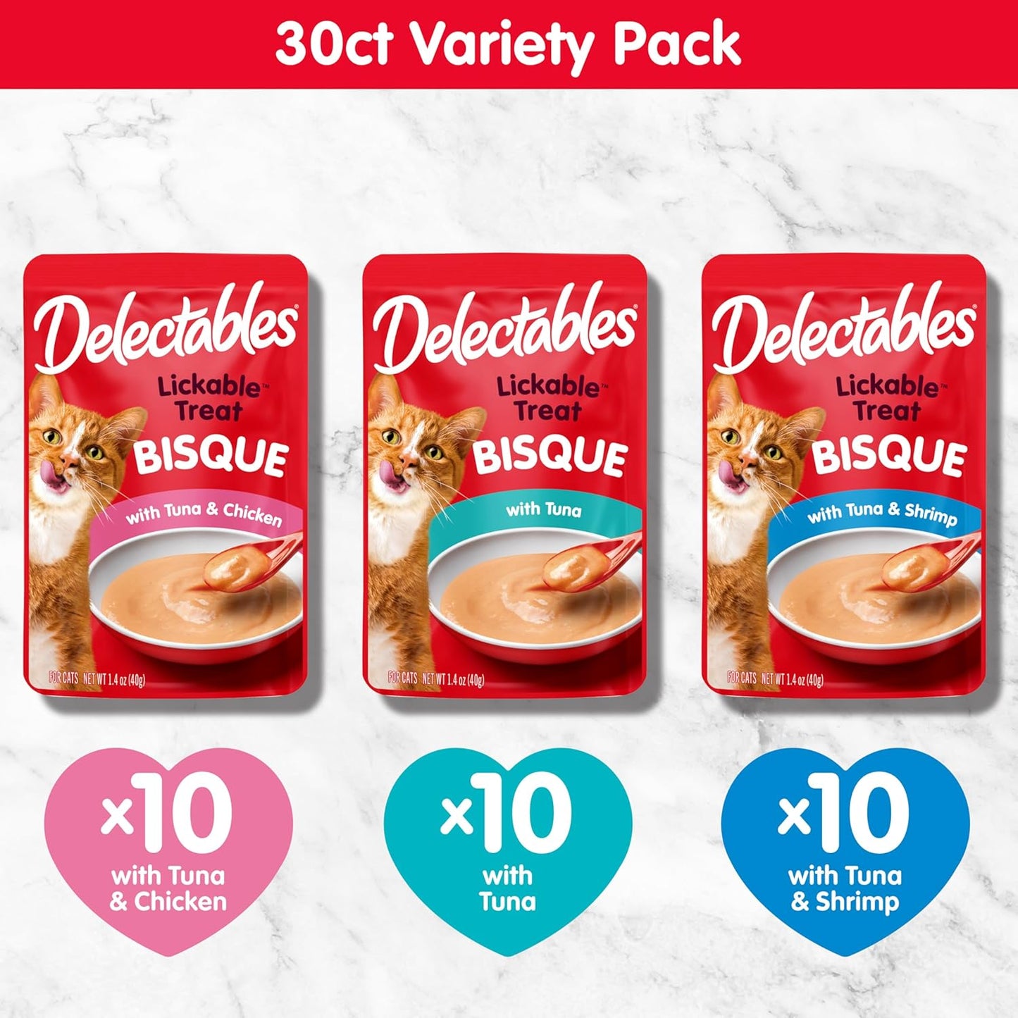 Delectables Bisque Variety Pack Lickable Cat Treat, 30 Count (Pack of 1)