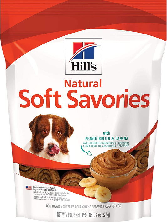 Natural Soft Savories, All Life Stages, Great Taste, Dog Treats, Peanut Butter & Banana, 8 Oz Bag