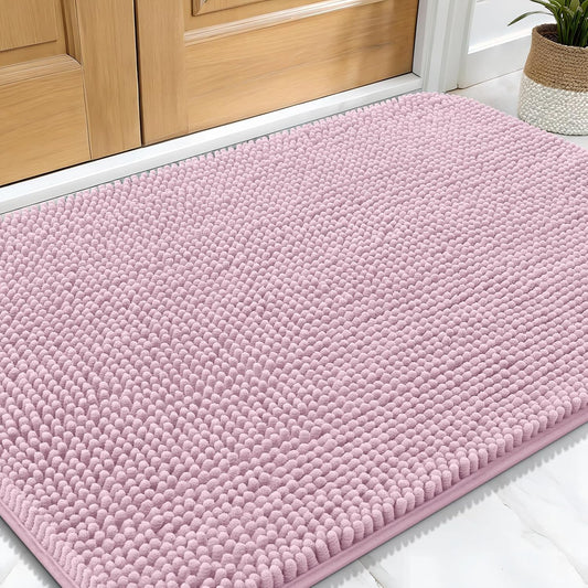 Dog Door Mat for Muddy Paws 30X20, Absorbs Moisture and Dirt, Absorbent Non-Slip Washable Doormat, Quick Dry Chenille Mud Mat for Dogs, Entry Indoor Entryway Carpet for inside Floor, Dusty Rose
