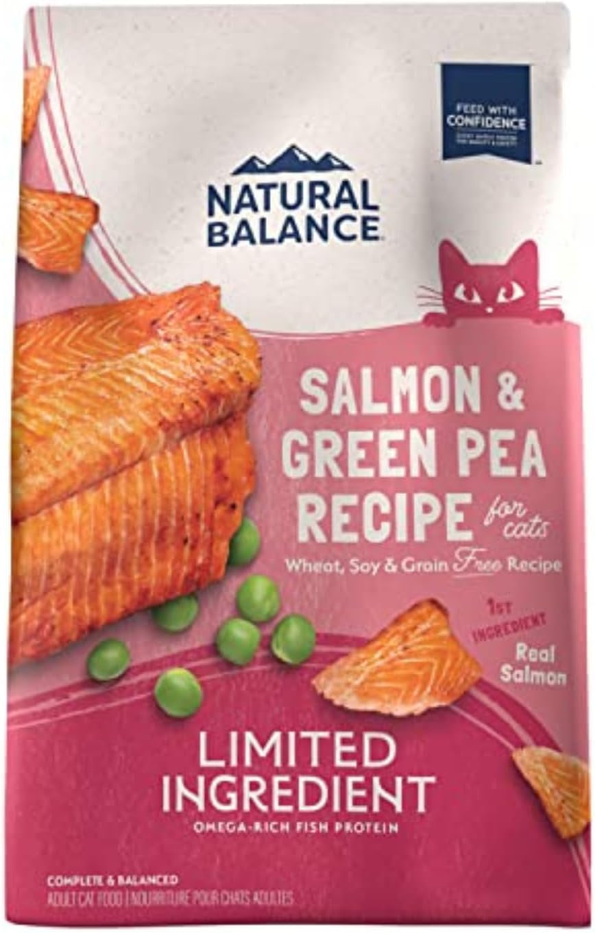 Limited Ingredient Adult Grain-Free Dry Cat Food, Salmon & Green Pea Recipe, 10 Pound (Pack of 1)