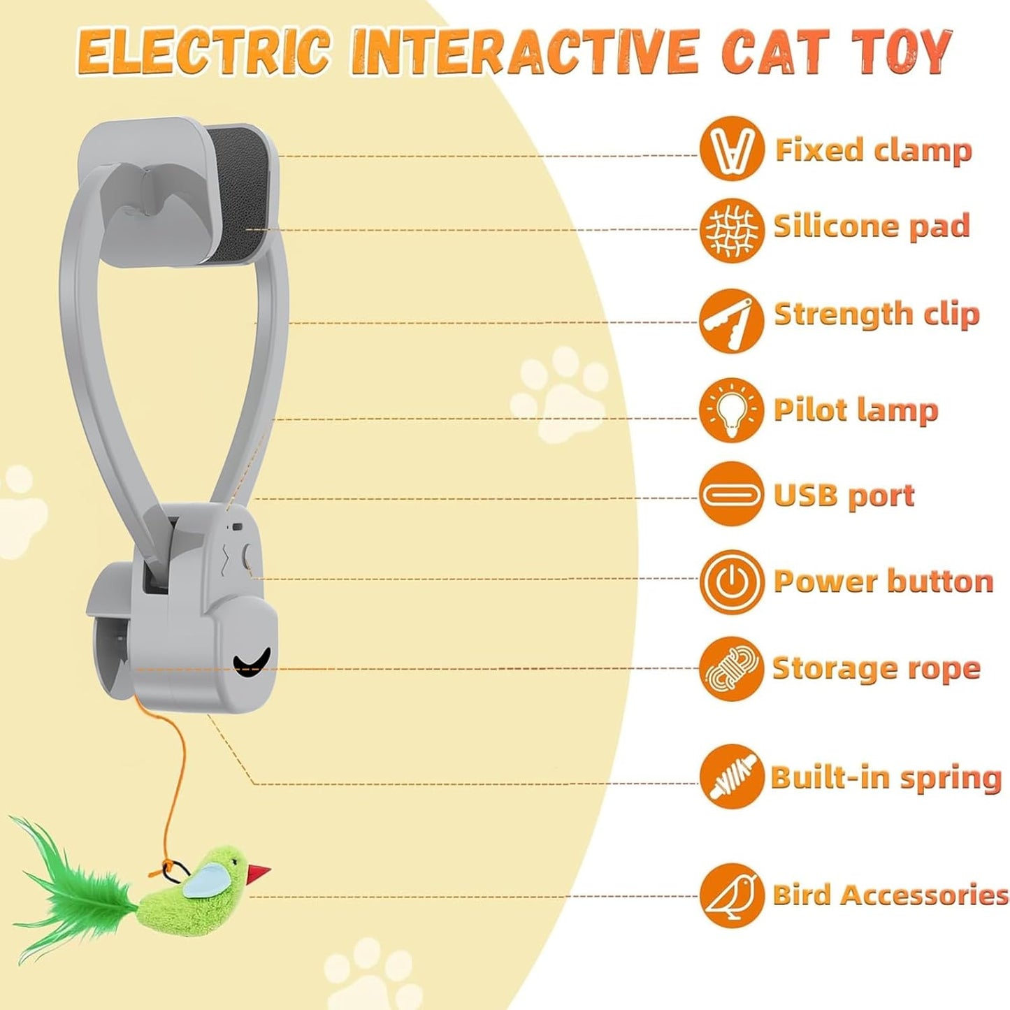 Interactive Cat Toys for Indoor Cats Automatic Electric Flying Bird Feather Mouse Toy - Best Kitten & Adult Cat Enrichment Mouse Cat Toy Hanging Electric Kitty Toys for Bored Cats
