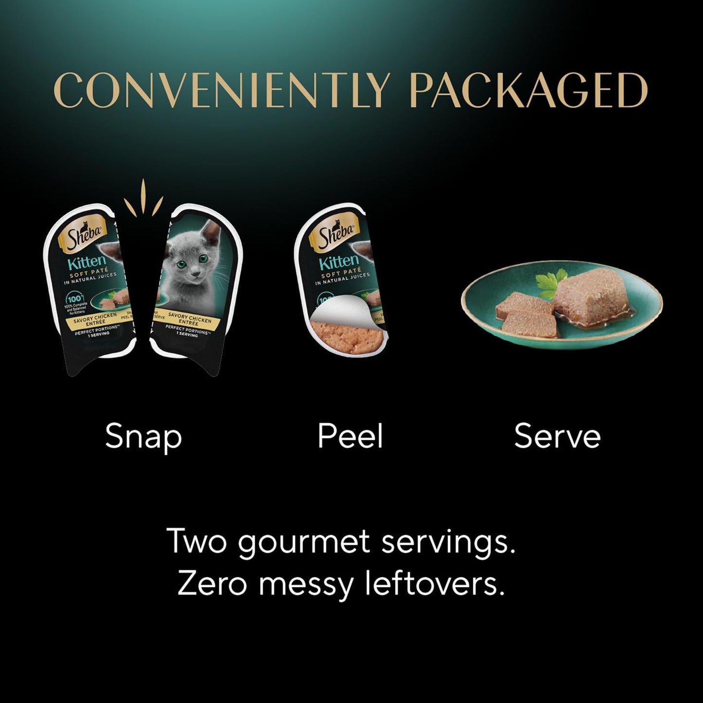 Perfect Portions Kitten Wet Cat Food Pate Chicken Entree, 2.6 Oz. Twin-Pack Trays (24 Count, 48 Servings)